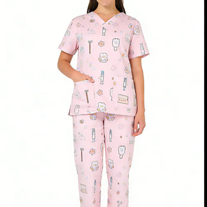 Uniformes pour femmes en coton tissé 100% directement de l'usine, impression numérique personnalisée du logo, ensembles de blouses pour infirmières et professionnels de la santé - Product Image 3