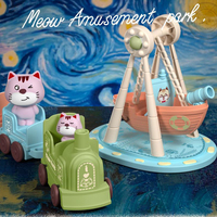 Ensemble de jouets de jeu d'imitation pour enfants, thème parc d'attractions, avec chariot à desserts coloré motif chat de dessin animé
