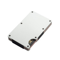 Porte-cartes de banque en alliage d'aluminium mince, étui portefeuille multifonctionnel avec clip, épaisseur 8 mm, motif géométrique, sans fermeture