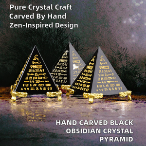 Pirámide de Cristal Grabada a Mano con Imagen de Feng Shui, Ecológica y Natural de Runyangshi, para Meditación, Regalo Promocional - Product Image 2