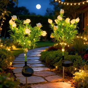 Luces Solares para Jardín, Lámpara LED con Forma de Flor, Iluminación Decorativa para Caminos, Resistente al Agua, Alimentada por Energía Solar con Batería - Product Image 1