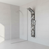 Panneau de douche contemporain en acier inoxydable 304 avec robinets thermostatiques, jet doux, colonne de salle de bain, robinet mélangeur