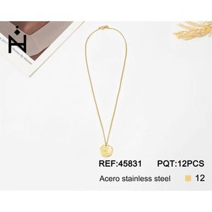 Collana in acciaio inossidabile con ciondolo a forma di lettera S da 1,9 cm, tono oro, gioielli alla moda per donna - Product Image 3