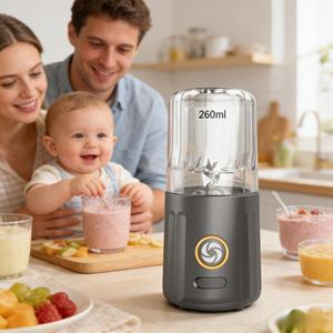 Procesador de Alimentos Portátil para Bebés de 260 ml, Licuadora, Picadora, Funciona con Batería USB, Apto para Autocaravanas/Autos, Libre de BPA, Bajo Ruido, con un Solo Clic - Product Image 1