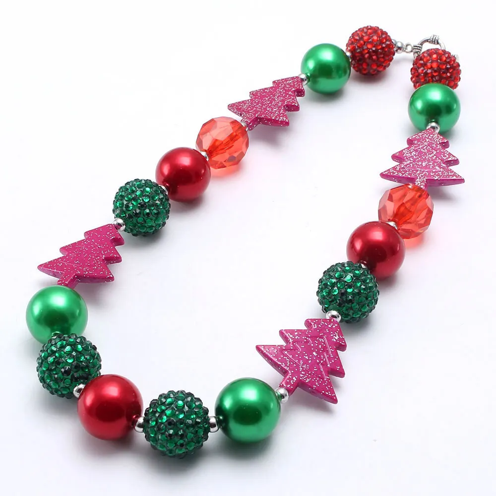 customized jewelry choker necklace DIY kids acrylic beads chunky christmas necklace jewelry