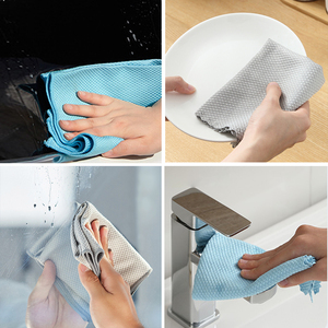 Serviette en microfibre à écailles de poisson, carrée, pour vitres, séchage rapide, douce, pour le nettoyage de la salle de <span class=keywords><strong>bain</strong></span>, de la cuisine, de la <span class=keywords><strong>maison</strong></span> et de l'intérieur de la voiture - Product Image 5