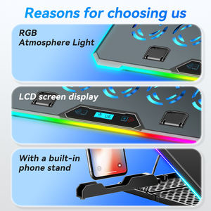 <span class=keywords><strong>Refroidisseur</strong></span> d'ordinateur <span class=keywords><strong>portable</strong></span> RGB avec écran LCD, en aluminium et plastique, avec <span class=keywords><strong>13</strong></span> ventilateurs, 2 ports USB, jusqu'à 17 <span class=keywords><strong>pouces</strong></span> - Product Image 4
