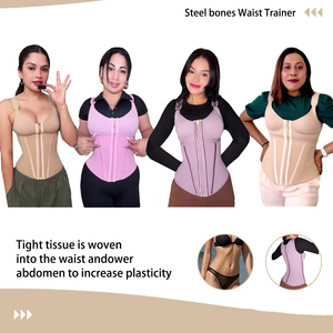 Gilet de maintien de la taille courbé pour l'entraînement, corset amincissant, gaine post-partum avec <span class=keywords><strong>fermeture</strong></span> éclair et crochets intérieurs - Product Image 3