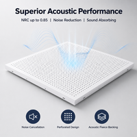 Panneaux de plafond en aluminium perforé, acoustiques, à fentes linéaires, ignifuges, 600x600mm, pour bureau