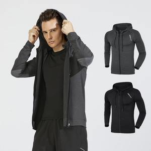 Men's Athletic Gym Training Hoodie Long Sleeve Quick Drying <b>Sweatshirt</b> with Custom Logo <b>Printing</b> Solid Pattern - Product Image 4