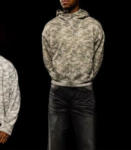 OEM Custom <strong>Oodie</strong> Baggy Fitted Thick Cotton 400 GSM French Terry Zipper Oversized Sublimated Print Camouflage Camo Hoodie for Men - Product Image 4