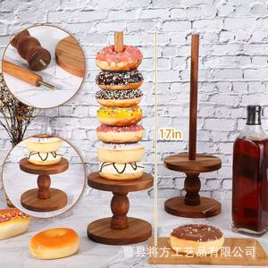 Soporte Redondo de Madera para Donuts, de 1 Nivel, Resistente, para Exhibición en Bodas y Fiestas - Product Image 2