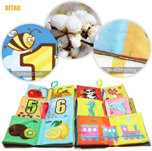 Accessorio per <span class=keywords><strong>Passeggino</strong></span> Certificato CE, Libro in Stoffa 3D con Frutta e Animali Montessori, Giocattoli Educativi Sensoriali per Bambini - Product Image 4