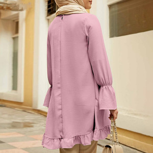 Chemises ethniques pour femmes, manches à revers multicolores, ourlet irrégulier, bon marché, collection - Product Image 3