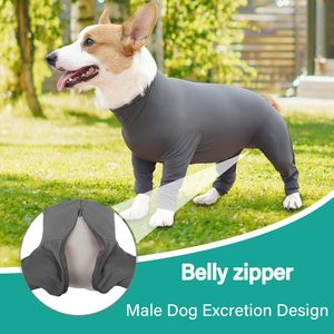 सर्जरी के बाद उच्च गर्दन की लंबी आस्तीन वाली कुत्ते की सर्जरी के बाद महिला पुरुष कुत्ते के लिए एंटी शेडिंग बॉडीसूट - Product Image 3