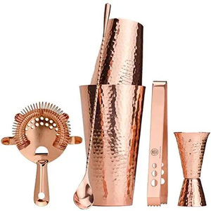 Ensemble de shakers à cocktails en cuivre plaqué sur mesure, <span class=keywords><strong>kit</strong></span> de barman avec support en bois <span class=keywords><strong>pour</strong></span> marques d'<span class=keywords><strong>alcool</strong></span> - Product Image 5