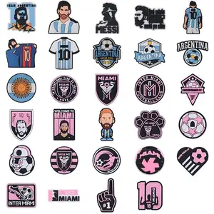 New Design Football Sport Team Clog Charms Pink Barca Inter Miami Messi Shoe Charms For Clog