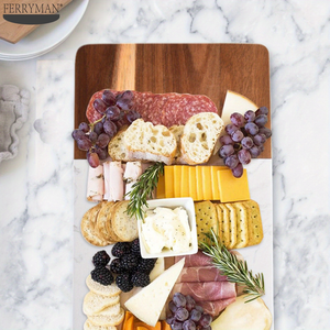 Planches à découper en bois d'acacia marbré LOMATO, logo personnalisé, écologiques, durables, rectangulaires, planches de service, nouveauté - Product Image 6