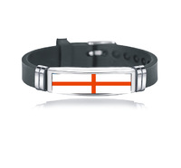 Bracelet en silicone drapeau espagnol en acier inoxydable, ajustable, pour événements commémoratifs, patriotiques et sportifs