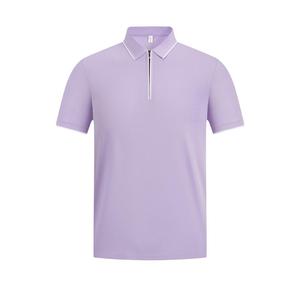 Polo de Algodón Peinado Ice Silk de Manga Corta, Color Liso, con Cremallera y Cuello Vuelto, Uniforme de Trabajo, Impresión de Logotipo Personalizado - Product Image 2