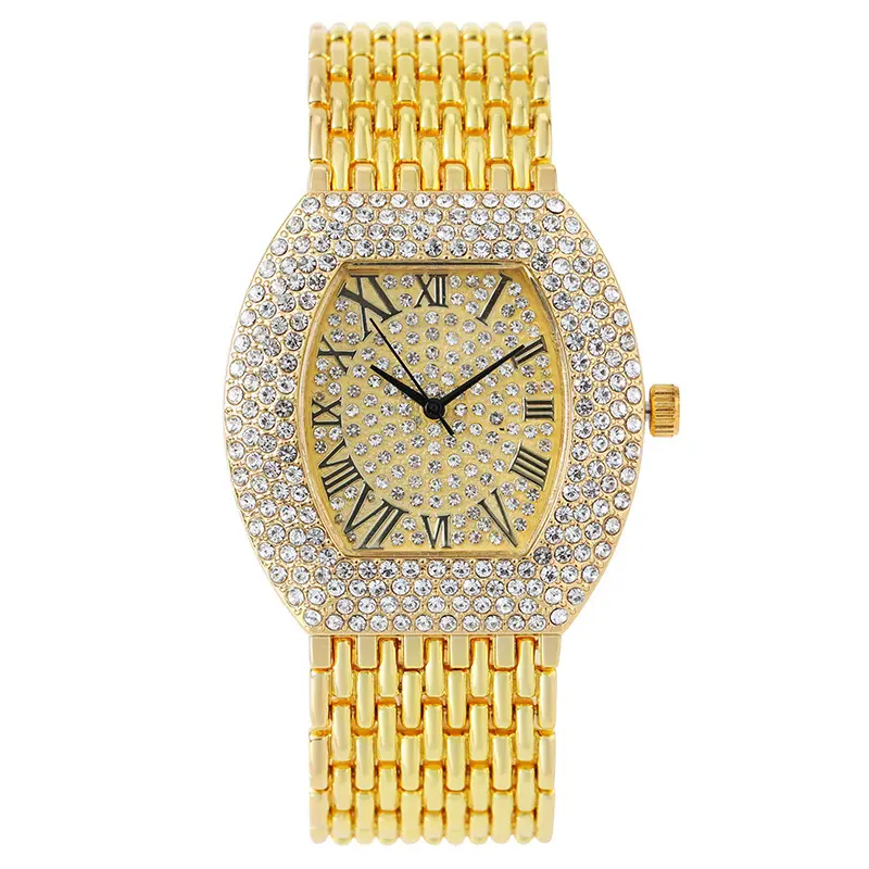 Wholesale Gold Plated 18k Watch Ladies Wrist Hip Hop Diamond Watch
