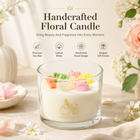 Bougie décorative en cire de soja parfumée aux fleurs, à trois mèches, en gros, pour cadeau de mariage et décoration