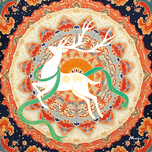 Tapis de Mahjong Américain Motif Dunhuang Antidérapant Réducteur de Bruit en Caoutchouc Pliable Portable pour Mahjong, Poker et Jeux de Société - Product Image 1