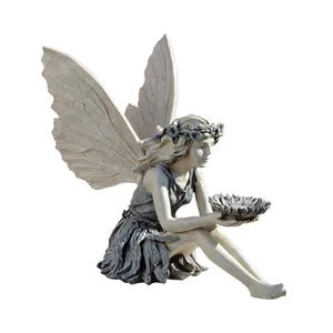 20 дюймов нордическая двухцветная Каменная Статуя Ангела подсолнечника сказочная садовая статуя полирезина статуя ремесло из смолы кормушка для птиц