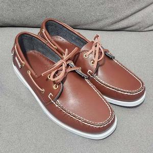 Mocassins classiques rétro en <span class=keywords><strong>cuir</strong></span> de vachette huilé rouge brun, plateforme, semelle en caoutchouc souple, chaussures de marche à lacets pour hommes, chaussures <span class=keywords><strong>bateau</strong></span> décontractées - Product Image 2