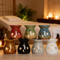 Cadeau de déménagement : Brûleur d'huiles essentielles en céramique pour aromathérapie, diffuseur de cire fondue, diffuseur d'huiles en céramique, support pour bougie chauffe-plat
