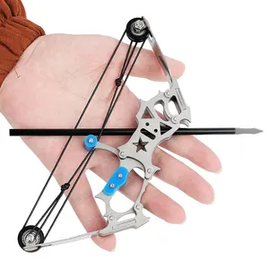 Mini Archery Bow Set Right Hand Mini Compound Bow Mini Hunting Bow Metal Material Catapult for Hunting Shooting Practice Archery
