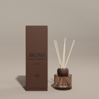 C & H Désodorisant Verre Brun 100ml Diffuseur Flame Moins et Boîte de Couleur Ambre Huile Essentielle Bâtons
