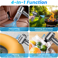 Aspirateur portable sans fil 4 en 1 pour voitures Moteur sans balais 120W sans fil rechargeable avec fonction de soufflage d'air