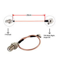 Câble coaxial RF RG316 F Type femelle à TS9 mâle à angle droit 20CM pour antenne 2G 3G 4G routeur TV HDTV DVB-T DVB-T2 câble en queue de cochon