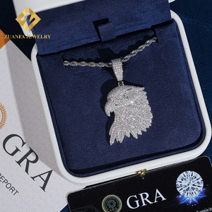 Colgante de Cabeza de Águila con Incrustaciones de Moissanita, Certificado GRA, Estilo Hip Hop para Hombre - Product Image 1