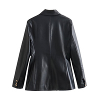 SHENZHU Veste en similicuir croisée pour femme, nouvelle collection Printemps/Automne 2026, style vintage, manches longues, décontractée
