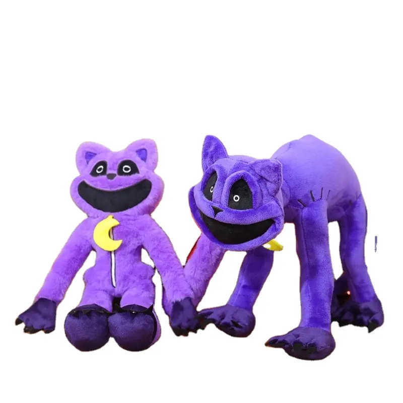 QH Spot, оптовая продажа, высокое качество, Мультяшные аниме, улыбающиеся твари, плюшевые игрушки с большим ртом, Фиолетовый кот, плюшевая игрушка на заказ с логотипом