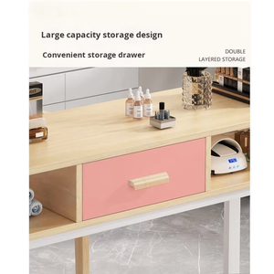 Ensemble de mobilier de salon de manucure complet avec chaise, support de travail double couche en plastique et bois, couleur Morandi personnalisée, style moderne - Product Image 6
