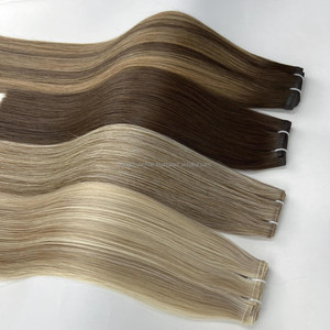 Pas d'emmêlement pas de perte Double dessiné européen russe Remy cheveux vierges PU sans couture ruban dans l'extension de cheveux pour la trame de génie - Product Image 1