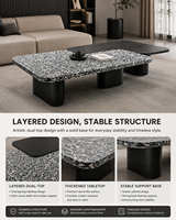 Table de salon sculpturale avec surface à motifs artistiques et design flottant à double couche, mobilier moderne pour la maison, fournisseur OEM