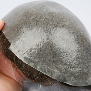 HZ004 parrucchino <span class=keywords><strong>uomo</strong></span> in pizzo e in PU Base Toupee India capelli umani parrucca per <span class=keywords><strong>uomo</strong></span> prezzo all'ingrosso pronto per la spedizione di pelle sottile di destra Design - Product Image 3