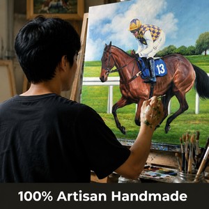 Peinture à l'huile personnalisée peinte à la main, chevaux <span class=keywords><strong>de</strong></span> course, jockey, art équestre, <span class=keywords><strong>toile</strong></span> murale pour la décoration <span class=keywords><strong>de</strong></span> la maison ou du bureau, vente en gros - Product Image 2
