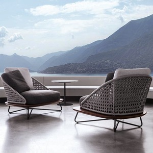 Ensemble trois pièces de chaises en rotin <span class=keywords><strong>pour</strong></span> jardin, <span class=keywords><strong>balcon</strong></span> et loisirs, avec table basse, mobilier imperméable et résistant aux UV <span class=keywords><strong>pour</strong></span> usage hôtelier - Product Image 6