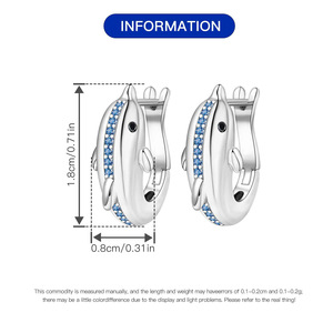 Nuevos pendientes/argollas de cobre blanco con diseño de delfín azul, diseño original y exclusivo, modernos y versátiles. - Product Image 2
