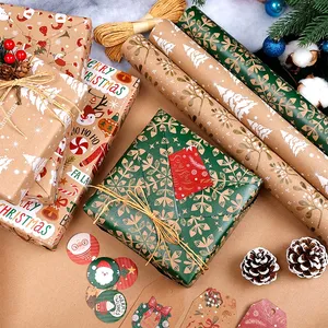 Papel de Regalo Navideño con Diseños Variados, Papel Kraft Recubierto con Dibujos Animados Festivos para Regalos Infantiles y Regalos Navideños - Product Image 3