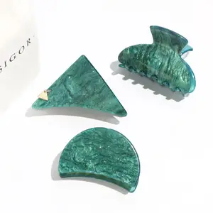 Xinmei Aangepaste Gevarieerde Vormen Glitter Acryl Haar Klauw Clips Met Bedels Voor Vrouwen Mooie Groene Plastic Haar Klauw Clips Bulk