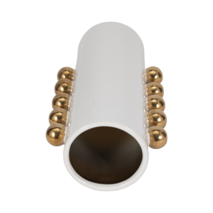 Vaso cilindrico in ceramica con pomelli dorati, decorazione moderna per soggiorno, camera da letto, ufficio - Product Image 6