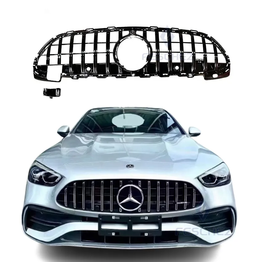 Gtr-Stil Sport Frontstoßstangengrill für Mercedes Benz C-Klasse C250 C300 C350 W206 Abs Netzgrill schwarz Abs-Gitter