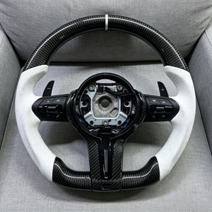 Volante de Coche de Cuero Blanco y Fibra de Carbono Compatible con <span class=keywords><strong>BMW</strong></span> X5 F15 F20 F10 F30 F32 F36 <span class=keywords><strong>F60</strong></span> M4 F80 F82 E90 E91 E60 - Product Image 4
