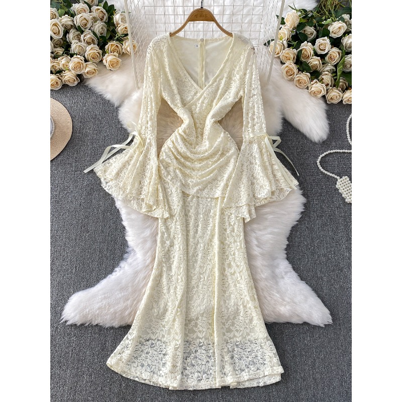 Fashion Long Sleeve Autumn Lace Dress Suppliers - Elegant & Loose Fit with  Sheer Details